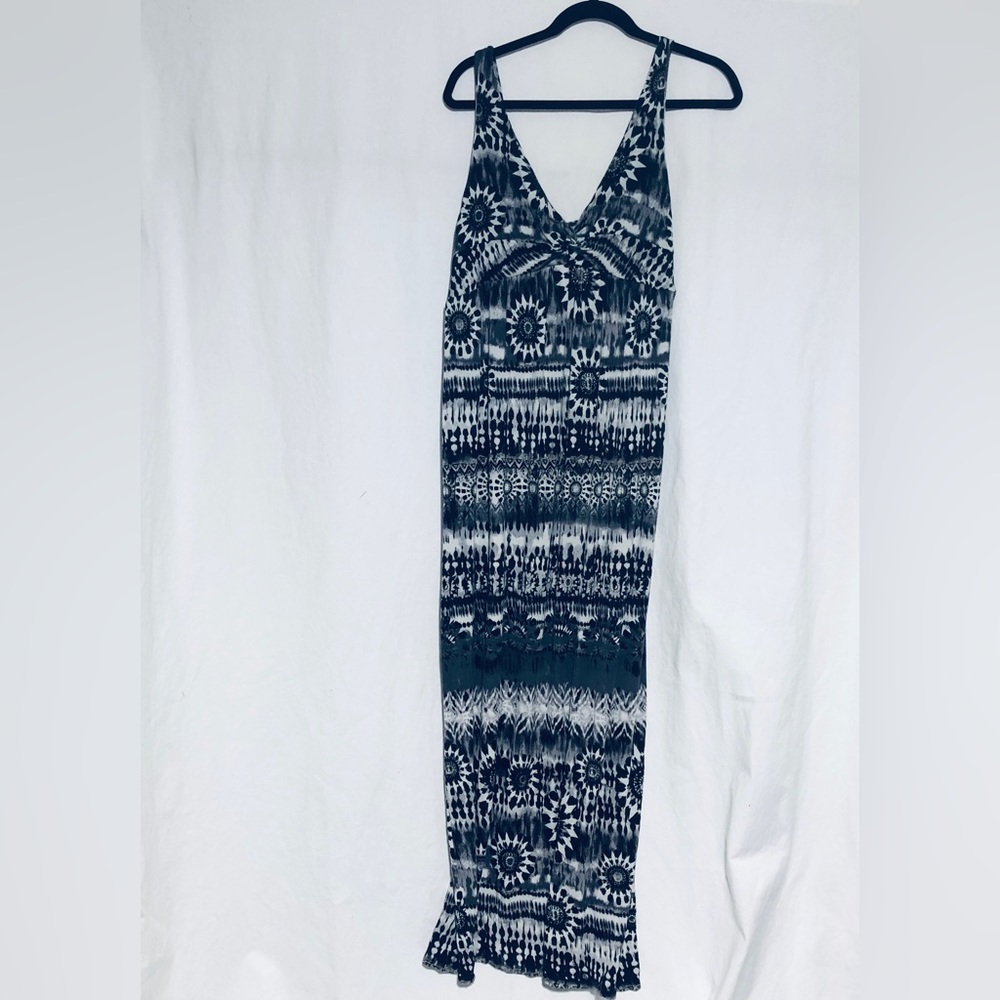 AB STUDIO Women’s Black Geo Shape Summer Sun Long Maxi Dress Size L